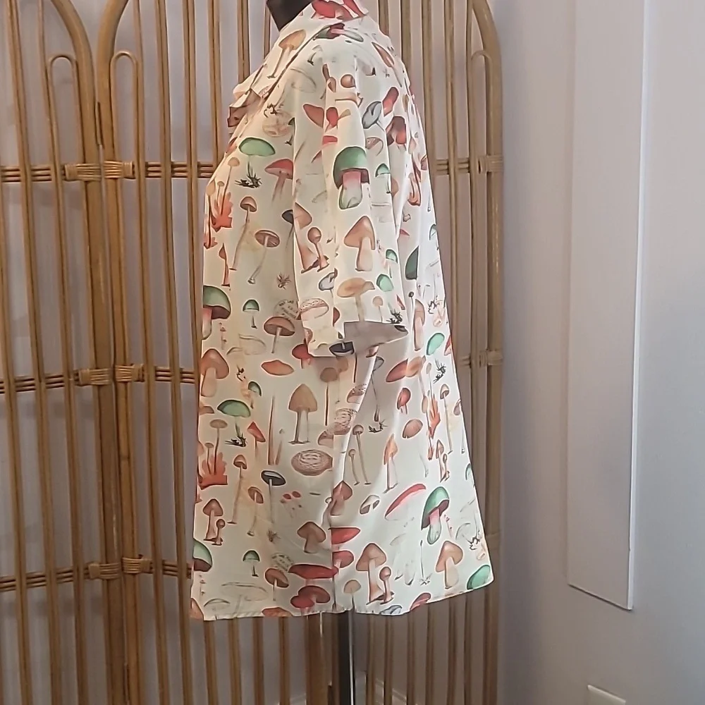 Mushroom shirt mens size large tan brown orange green - Picture 7 of 9